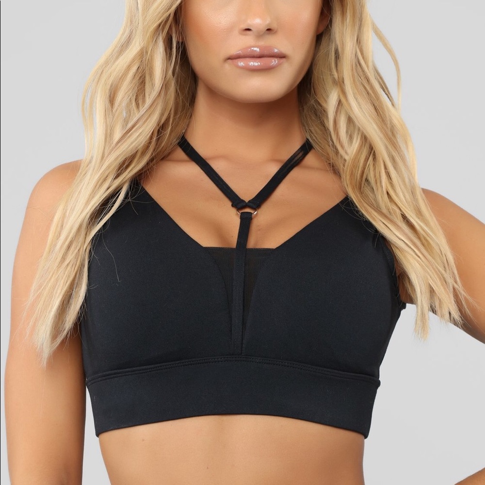 Black strappy sports bra